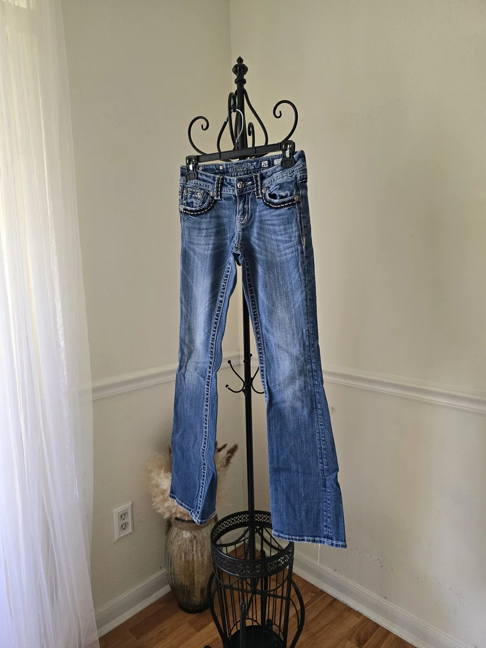 Miss Me Medium Blue Flared Jeans with Faded Detailing
